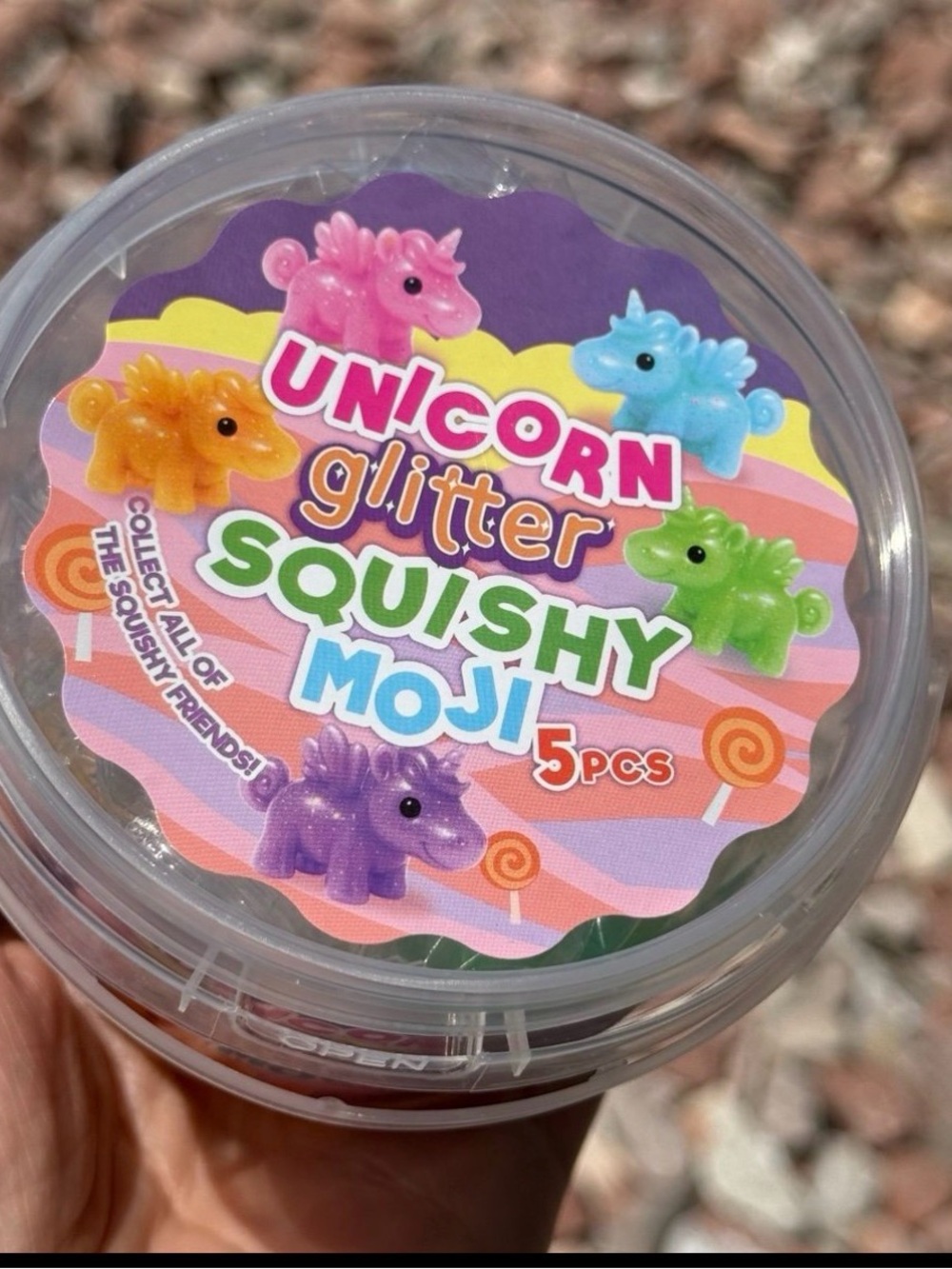 Unicorn Glitter Moji Squishy. Set of 4 squishy. NEW